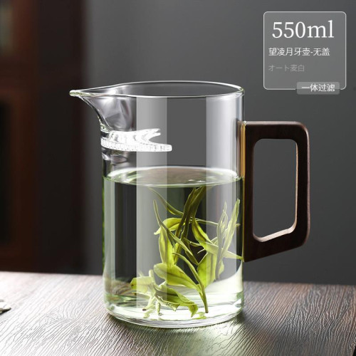 高硼矽玻璃綠茶泡茶器月牙公道杯茶漏一體分茶器過濾泡茶壺茶具無