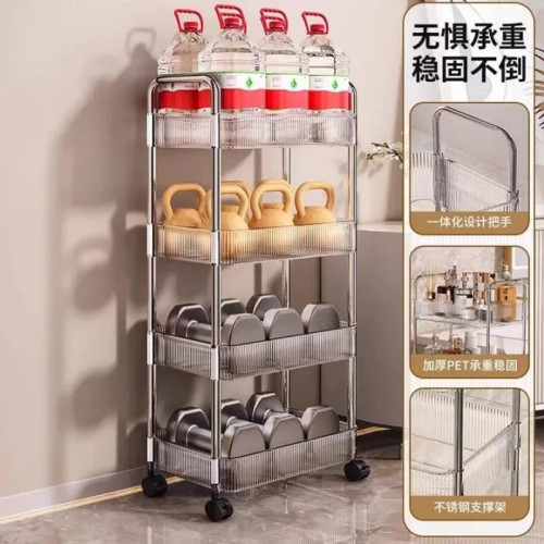 亞克力置物架移動落地零食小推車書架多層宿捨好物化妝品收納架子
