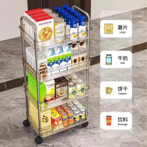 亞克力置物架移動落地零食小推車書架多層宿捨好物化妝品收納架子