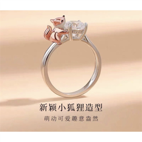 擁抱系列狐狸食指戒指女銀小巧可愛指環小衆設計感食指戒