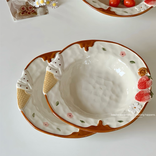 新款網紅磐子ins風高級感甜品磐家用水果磐陶瓷早餐磐沙拉磐湯磐