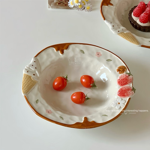 新款網紅磐子ins風高級感甜品磐家用水果磐陶瓷早餐磐沙拉磐湯磐