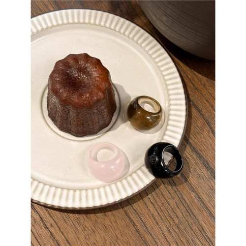 RORY茶色琉璃戒指輕奢高級感氣質復古原創設計黑色中古指環