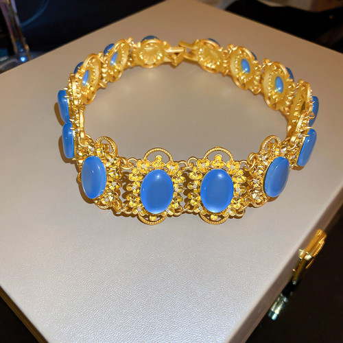 中古鑲鑽彩色幾何愛心項鏈復古設計感鎖骨鏈高級感輕奢項飾批發女
