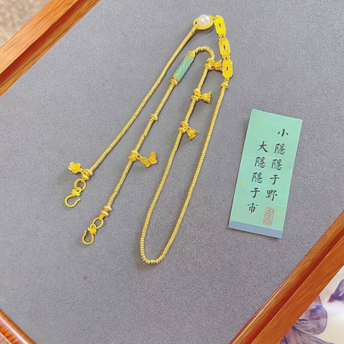 金店同款古法沙金雙魚錦鯉鎖包吊墜如意鎖鈴蘭項鏈雙勾毛衣鏈送禮