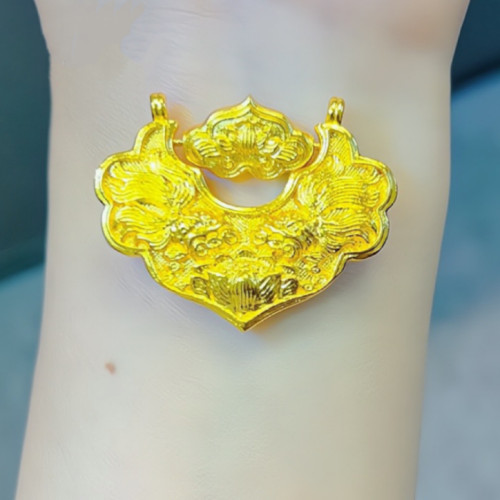 金店同款古法沙金雙魚錦鯉鎖包吊墜如意鎖鈴蘭項鏈雙勾毛衣鏈送禮