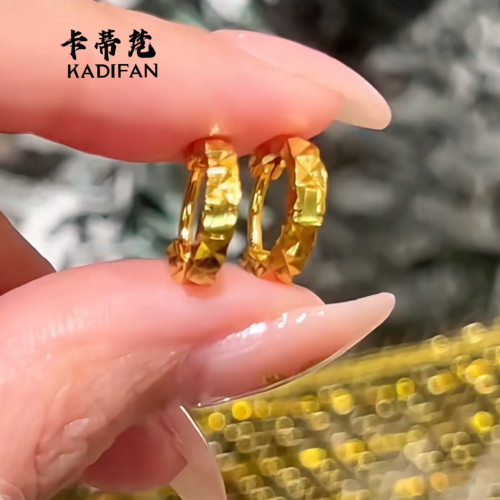 久不掉色沙金爆閃碎碎冰耳釦輕奢不規則切麪耳圈耳環碎冰冰耳釦