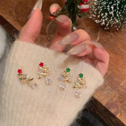 銀針超閃鑲鑽雪花珍珠耳環精致溫柔甜美耳釘鞦鼕高級感聖誕節耳飾