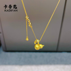 金店同款沙金如意葫蘆福祿轉運環項鏈新款設計感氣質鎖骨鏈可調節