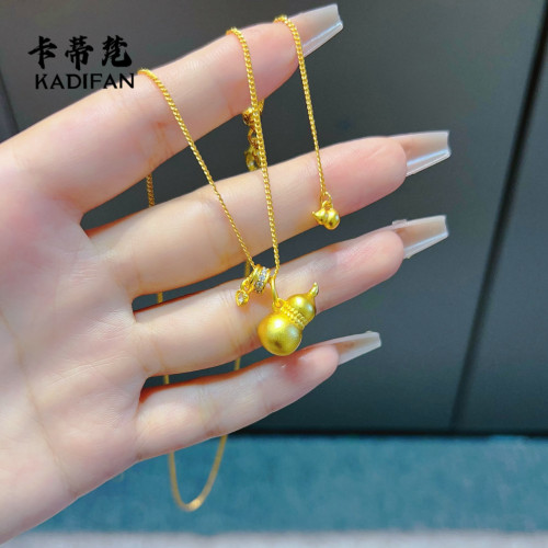 金店同款沙金如意葫蘆福祿轉運環項鏈新款設計感氣質鎖骨鏈可調節