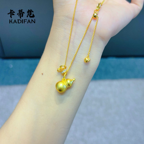 金店同款沙金如意葫蘆福祿轉運環項鏈新款設計感氣質鎖骨鏈可調節
