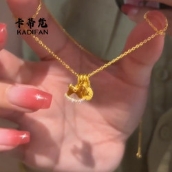 金店同款沙金馬上有錢花項鏈新款點鑽搖搖馬錢幣吊墜2024爆款送禮