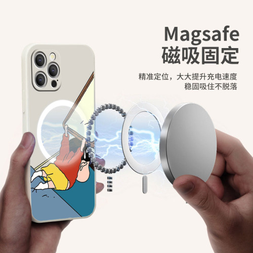 蠟筆小新蘋果15pro磁吸手機殼適用16promax卡通iPhone15/14/13/12promax高档強吸力蘋果手機殼13promax聯名款