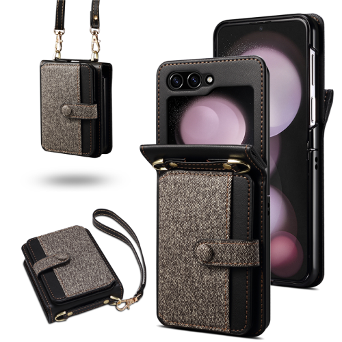 samsungzflip5手機袋適用三星z flip6折曡款手機殼galaxy zflip4 case插卡槽斜挎腕帶拼色皮套潮zflip3 cover