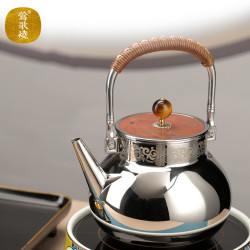 鶯歌燒-煮水壺316不鏽鋼梨形龍紋壺提梁燒水家用小泡茶電陶爐專用