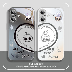 labubu泡泡瑪特蘋果16手機殼iPhone15ProMax新款16pm十六14plus愛心情侶13拉佈佈xr骷髏12/11創意xs男女x硬殼