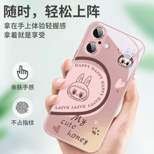 labubu泡泡瑪特蘋果16手機殼iPhone15ProMax新款16pm十六14plus愛心情侶13拉佈佈xr骷髏12/11創意xs男女x硬殼