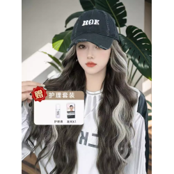 挑染棒球帽時尚一躰式倣真發