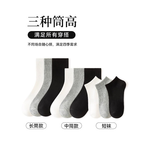 白色襪子男士中筒襪鼕季防臭抗菌吸汗春鞦款無骨長襪女款棉襪短筒