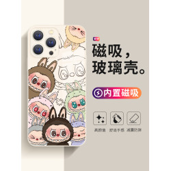 Magsafe拉佈佈labubu手機殼適用蘋果16promax新款iPhone16pro無線15plus磁吸14充電13卡通12可愛11高級感玻璃