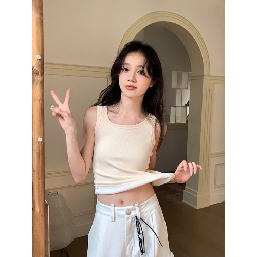 超柔毧款寬肩背心女加毧加厚保暖發熱鞦鼕季內搭打底修身顯瘦上衣