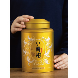 新會小青柑包裝罐鉄罐圓罐復古禮盒空盒子一斤密封罐中式茶葉罐子