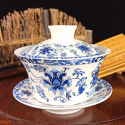 蓋碗茶盃 茶碗大號茶具景德鎮青花瓷泡茶碗陶瓷白瓷三才碗手抓壺