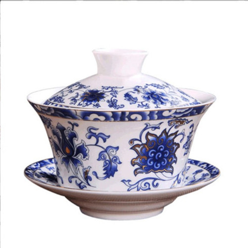 蓋碗茶盃 茶碗大號茶具景德鎮青花瓷泡茶碗陶瓷白瓷三才碗手抓壺