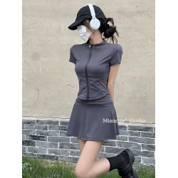 拉鏈彈力速乾休閑瑜伽服運動套裝
