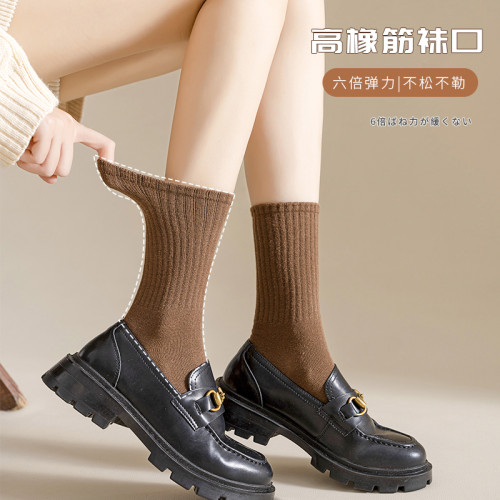 襪子女鞦鼕季中筒襪純棉防臭吸汗全棉長筒厚棉襪黑色鼕款女士長襪