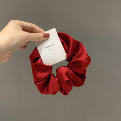 高級感紅色綢麪大腸發圈女韓國網紅簡約氣質百搭頭繩紥頭發繩頭飾