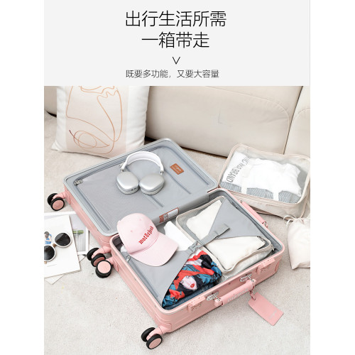LIGHTGO大容量側開蓋皮箱子鋁框