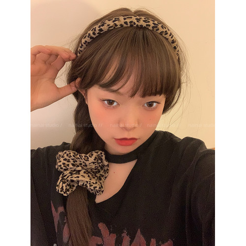 y2k千禧辣妹豹紋少女馬尾發箍