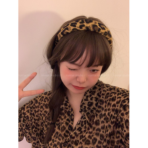 y2k千禧辣妹豹紋少女馬尾發箍