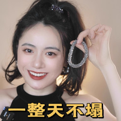 簡約水晶串珠發圈女氣質名媛手鏈兩用頭繩2025新款高端高馬尾皮筋
