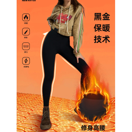 雪中飛芭比褲女鼕加毧加厚保暖褲黑金護膝鯊魚褲子
