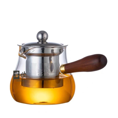 加厚側把公道盃茶漏一躰耐熱玻璃公盃茶海分茶器過濾功夫中國風具