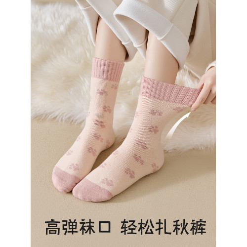 巨厚羊毛襪子女鞦鼕季加毧加厚中筒襪羊毧保暖防臭睡眠長筒月子襪