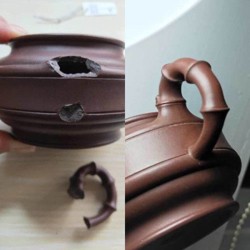 紫砂壺修復修補泥金繕修復補蓋子修壺身壺嘴補茶壺文玩陶器補裂痕