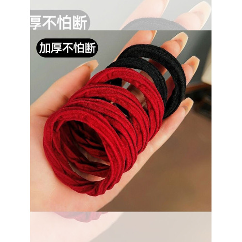 紅色新年加粗寬邊女生橡皮筋發圈