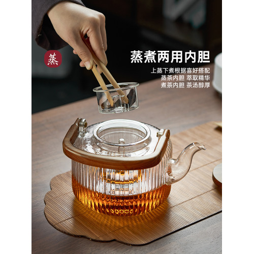 憶壺茶玻璃蒸煮茶壺耐高溫燒水壺提梁煮茶器電陶爐專用茶爐套裝
