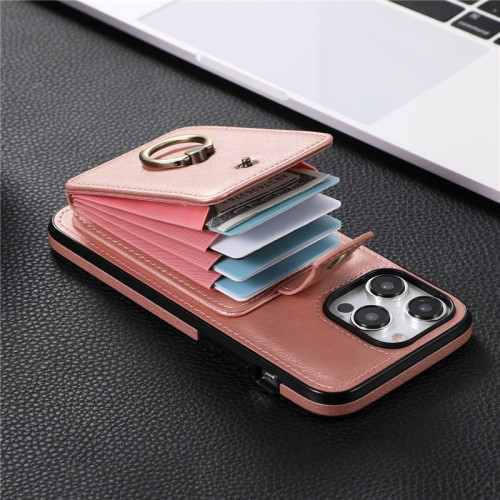 暢晟 適用iphone15promax手機殼蘋果14plus卡包ip13pro指環12插卡槽11por手機殼紅色男女皮套card case cover
