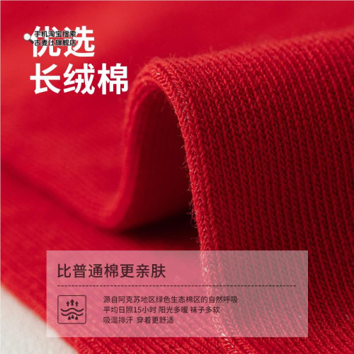 2025年蛇年屬蛇本命年紅襪子男款紅色中筒襪純棉情侶款卡通大紅襪
