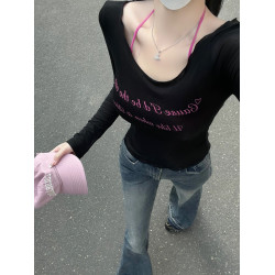 女裝長袖穿搭小衆性感上衣兩件套