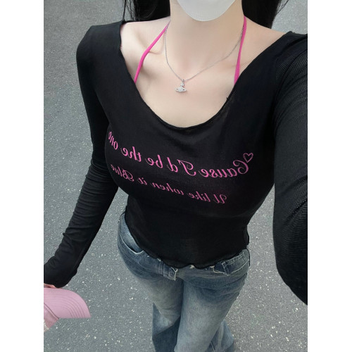 女裝長袖穿搭小衆性感上衣兩件套