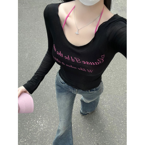 女裝長袖穿搭小衆性感上衣兩件套