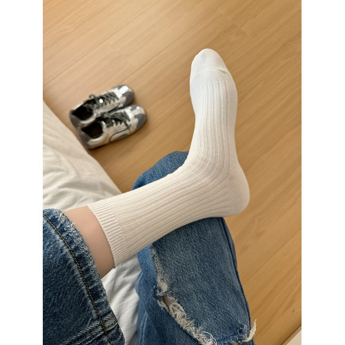 襪子女灰色純棉抽條小皮鞋襪子