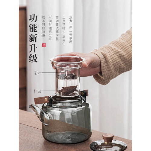 煮茶壺2025新款泡茶家用電陶爐圍爐耐高溫蒸煮專用提梁玻璃燒水壺