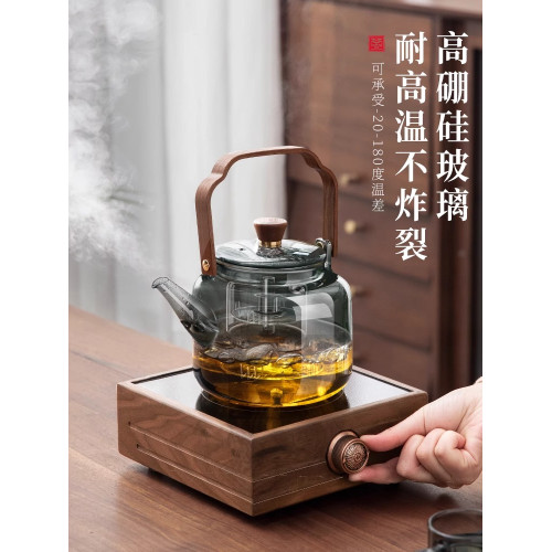 煮茶壺2025新款泡茶家用電陶爐圍爐耐高溫蒸煮專用提梁玻璃燒水壺