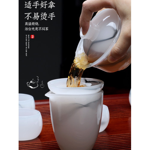 羊脂玉瓷高档精品一套功夫茶具